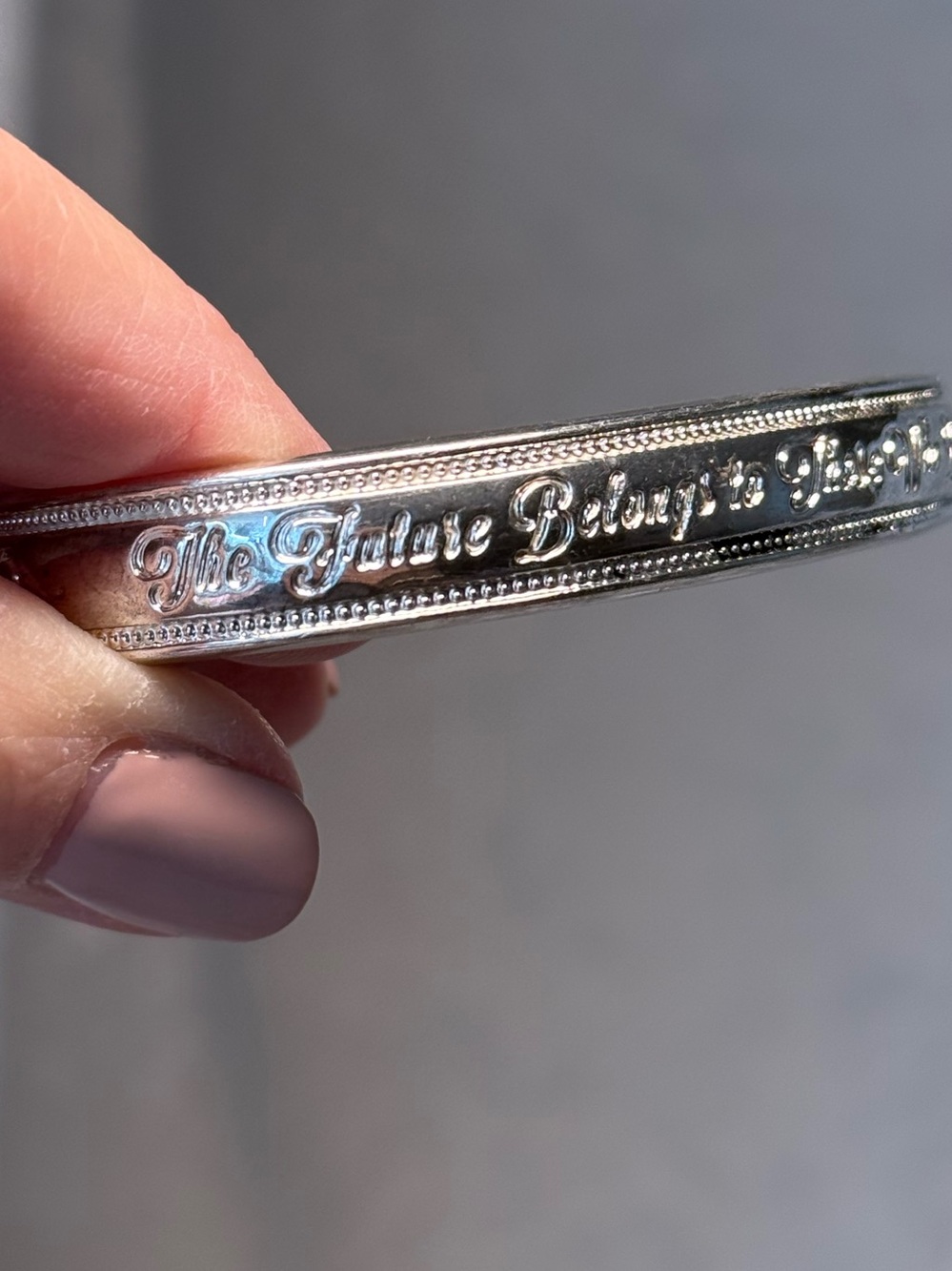 Silver Tone Inspirational Engraved Cuff Bangle Bracelet Quote Gift